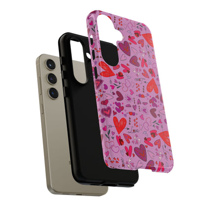 Heart Doodles - Fuschia Pink ff8eff - Tough Cases