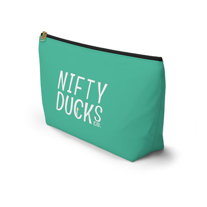 Ducks delivering some love - Logo - Turquoise 12d3ad - Accessory Pouch w T-bottom