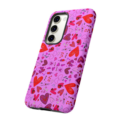 Heart Doodles - Fuschia Pink ff8eff - Tough Cases