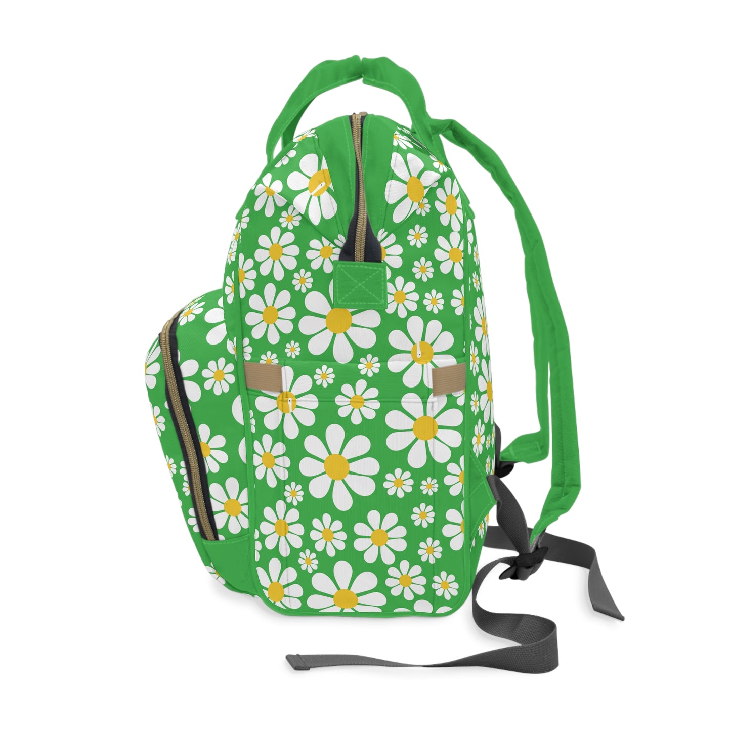 Ducks in Daisies - Lime Green 21C12E  - Multifunctional Diaper Backpack