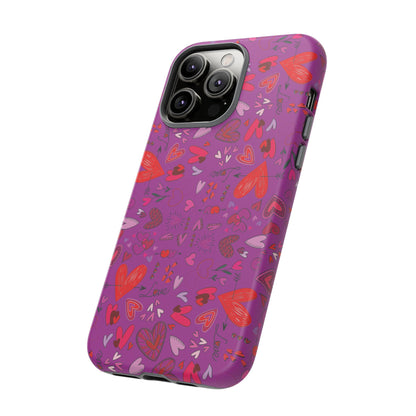 Heart Doodles - Deep Magenta B805AE - Tough Cases