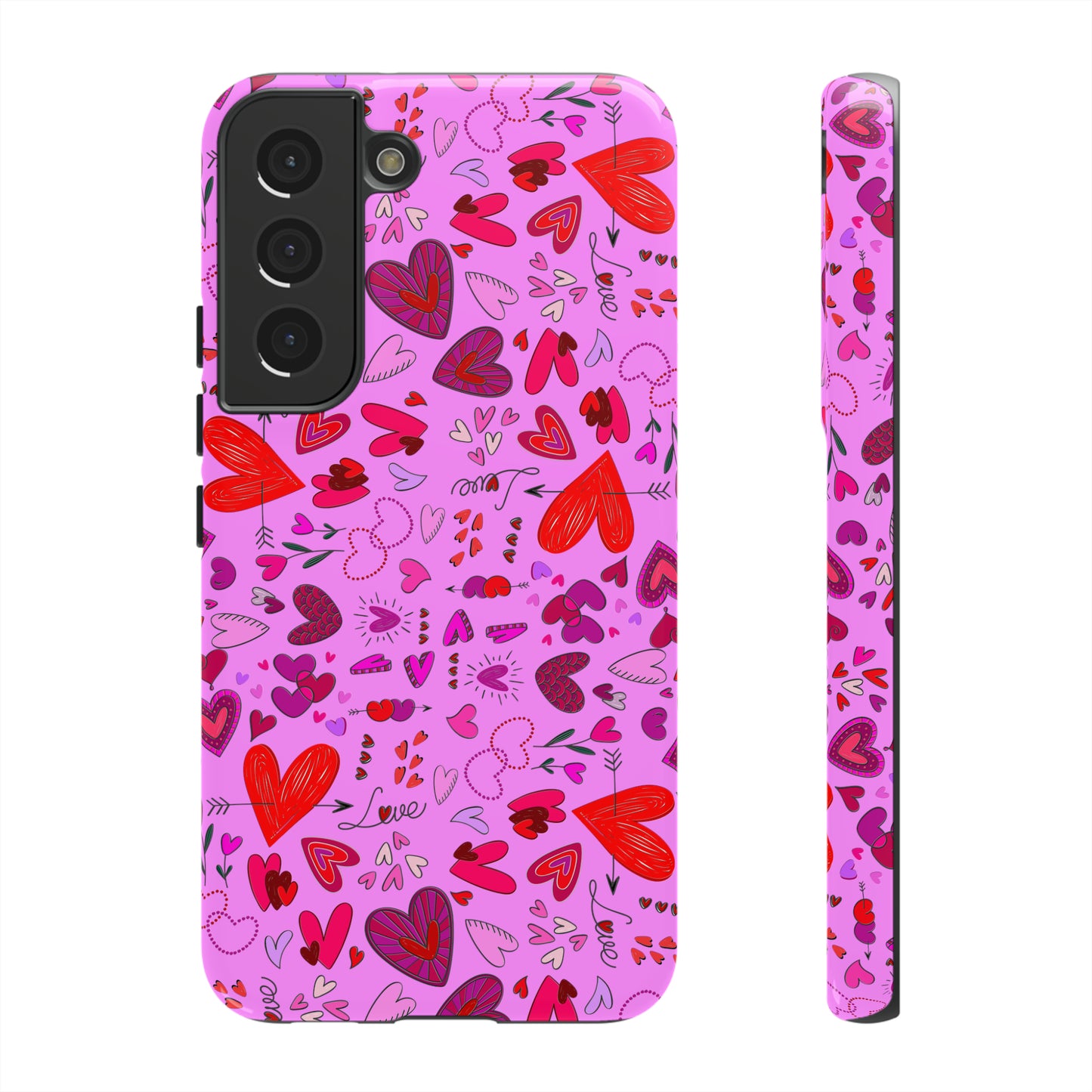 Heart Doodles - Fuschia Pink ff8eff - Tough Cases