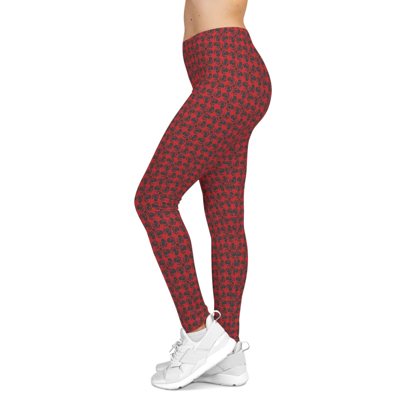 Octopie - Dark Gray - Scarlet de0000 - Women's Casual Leggings (AOP)