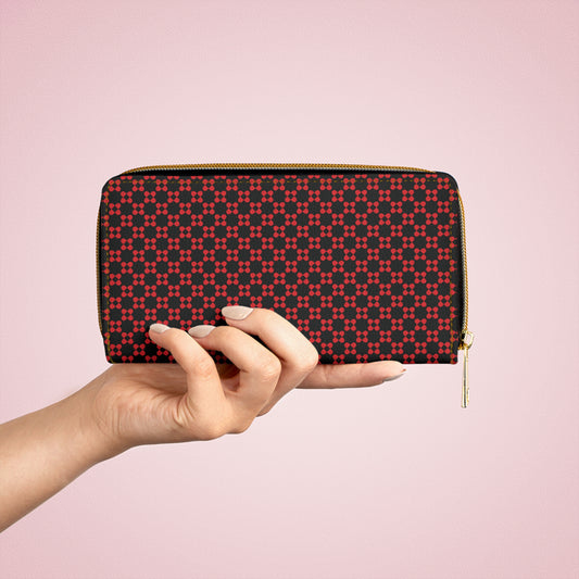 Pixel Petals - Red - Black - Zipper Wallet