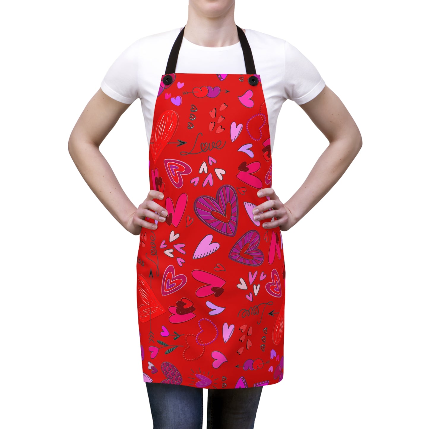 Heart Doodles - Scarlet de0000 - Apron