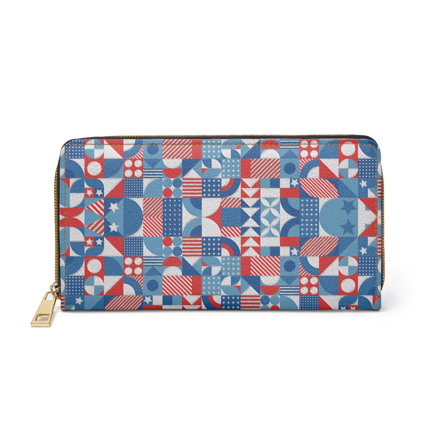 Red White and Blue Bold Pattern - Oil Paint Texture - Zipper Wallet