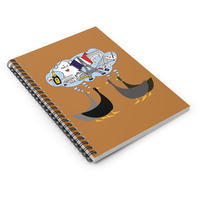 Ducks dreaming of Paris - Brandy Punch be8042 - Spiral Notebook - Ruled Line