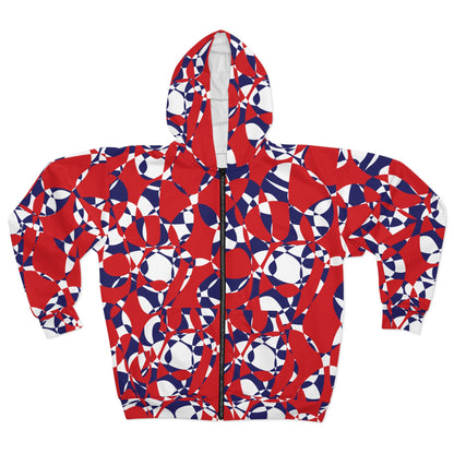 Scarlet Symphony and Sapphire Swirl Got Together - Reversed - White - Unisex Zip Hoodie