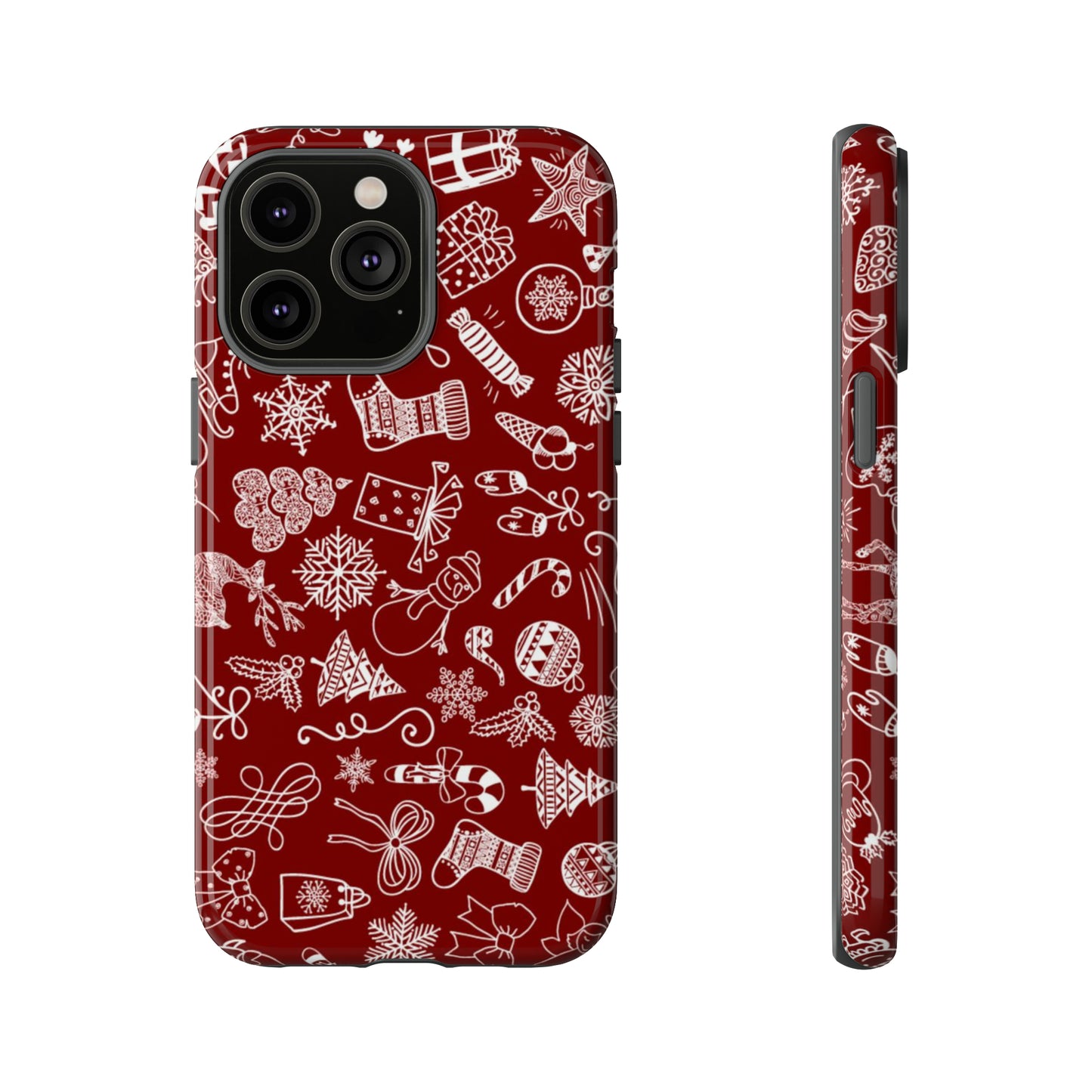 Christmas doodles on red - Tough Cases