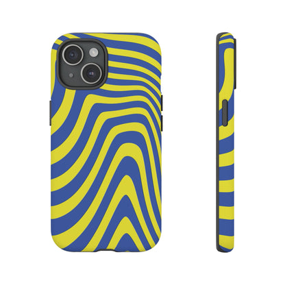 Retro wavy - yellow and blue - Tough Cases