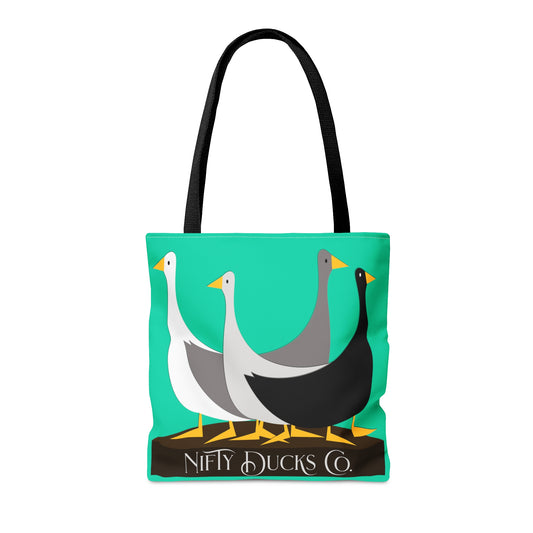 Nifty Ducks Co. Logo - Turquoise 12d3ad - Tote Bag