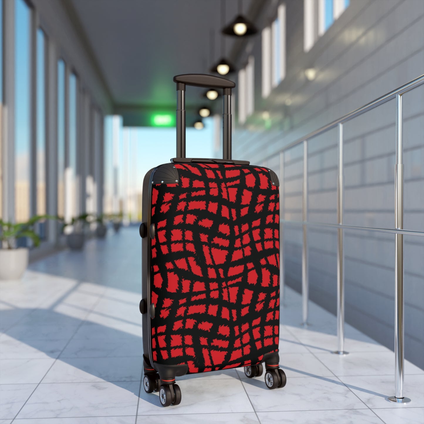 Crosshatch Craze - Black - Scarlet - Suitcases