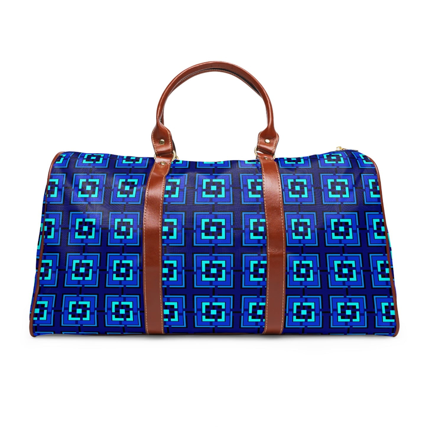 Intersecting Squares - Blue - Black 000000 - Waterproof Travel Bag