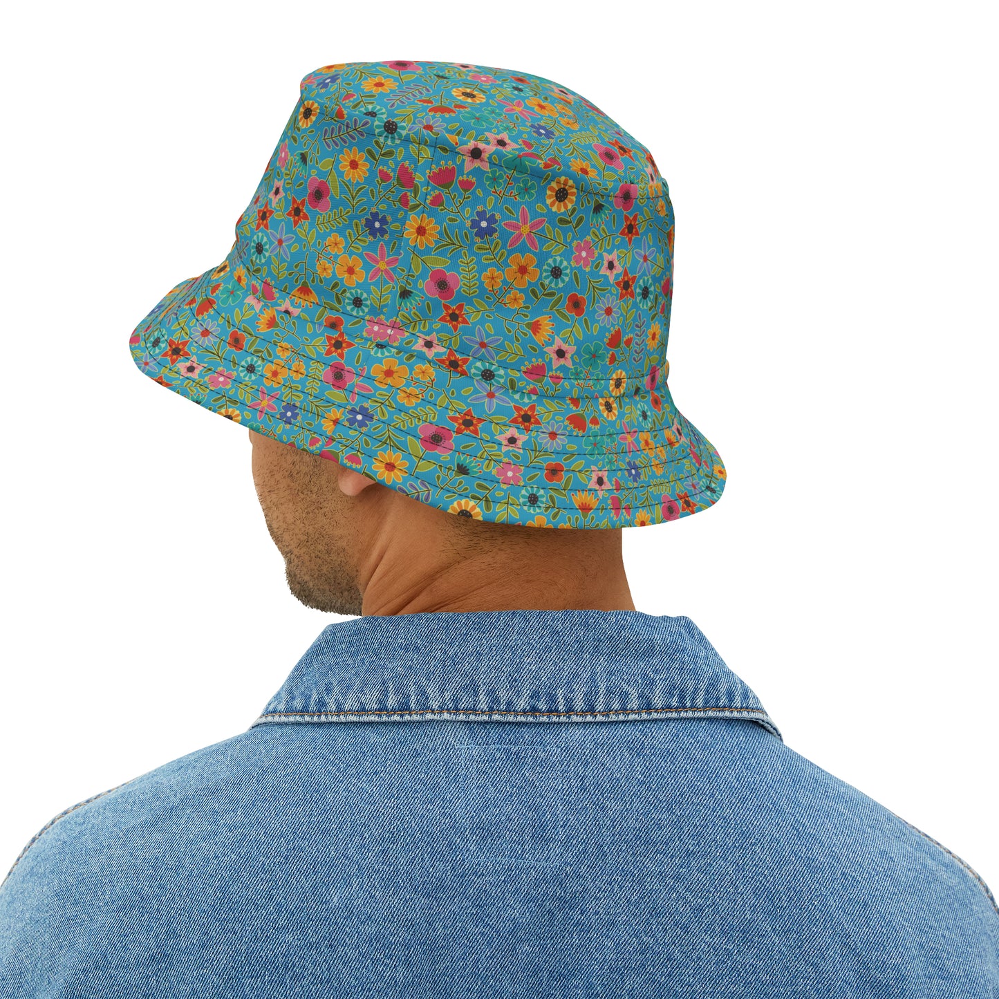 Playful Spring Flowers - Turquoise 2ba5c7 - Bucket Hat (AOP)