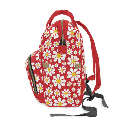 Ducks in Daisies - Scarlet de0000 - Multifunctional Diaper Backpack