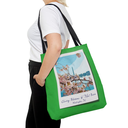 Instant Photo - Tidal Basin Cherry Trees - Lime Green 21C12E - Tote Bag