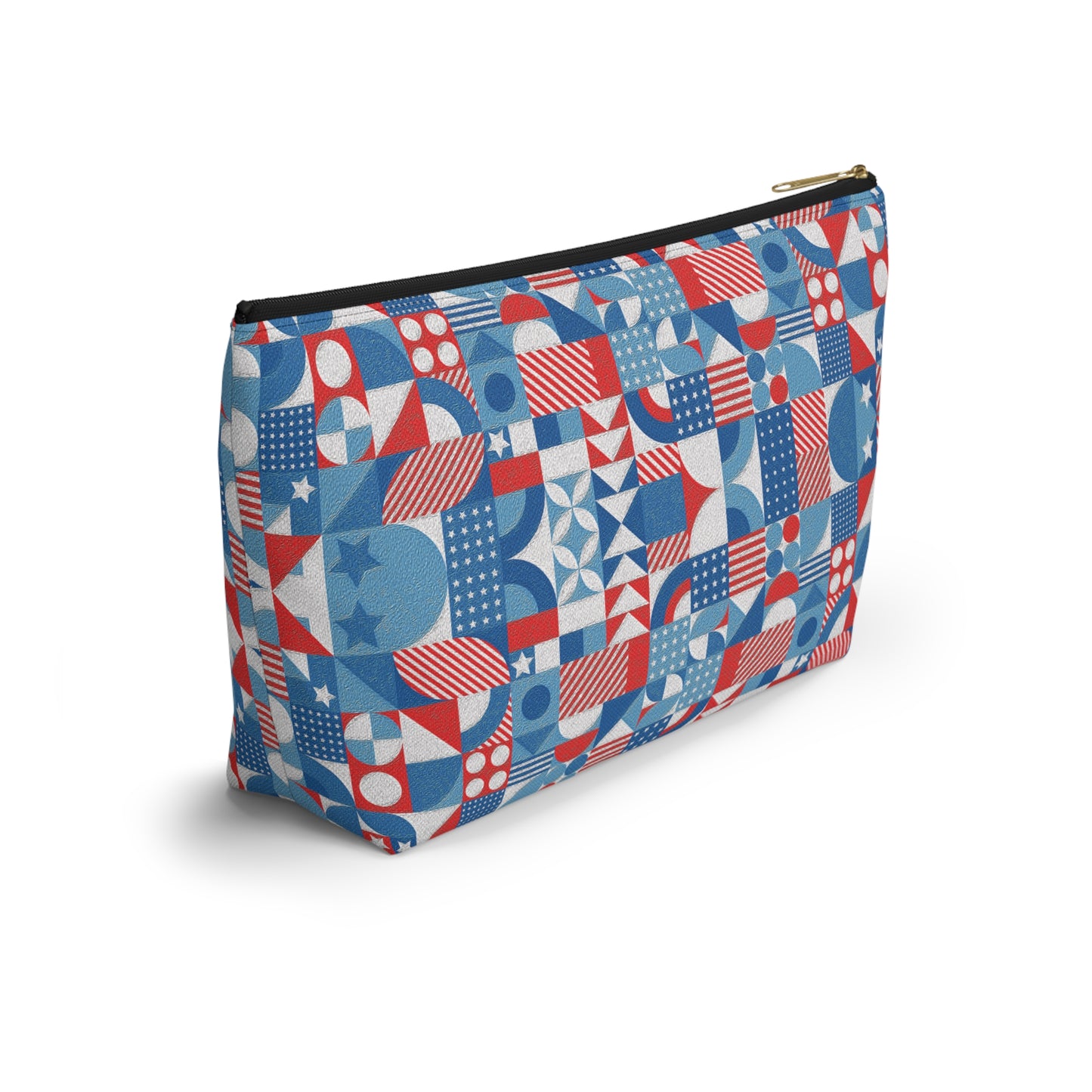 Red White and Blue Bold Pattern - Oil Paint Texture - Accessory Pouch w T-bottom