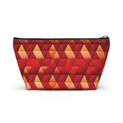 Geometric Flame - Red Triangles - Boston University Red d00000 - Accessory Pouch w T-bottom