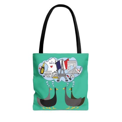 Ducks dreaming of Paris - Turquoise 12d3ad - Tote Bag