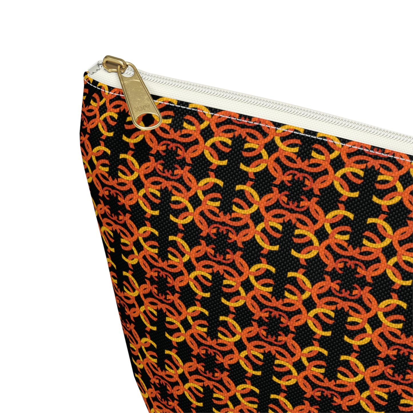 Letter Art - C - Orange - Black 000000 - Accessory Pouch w T-bottom