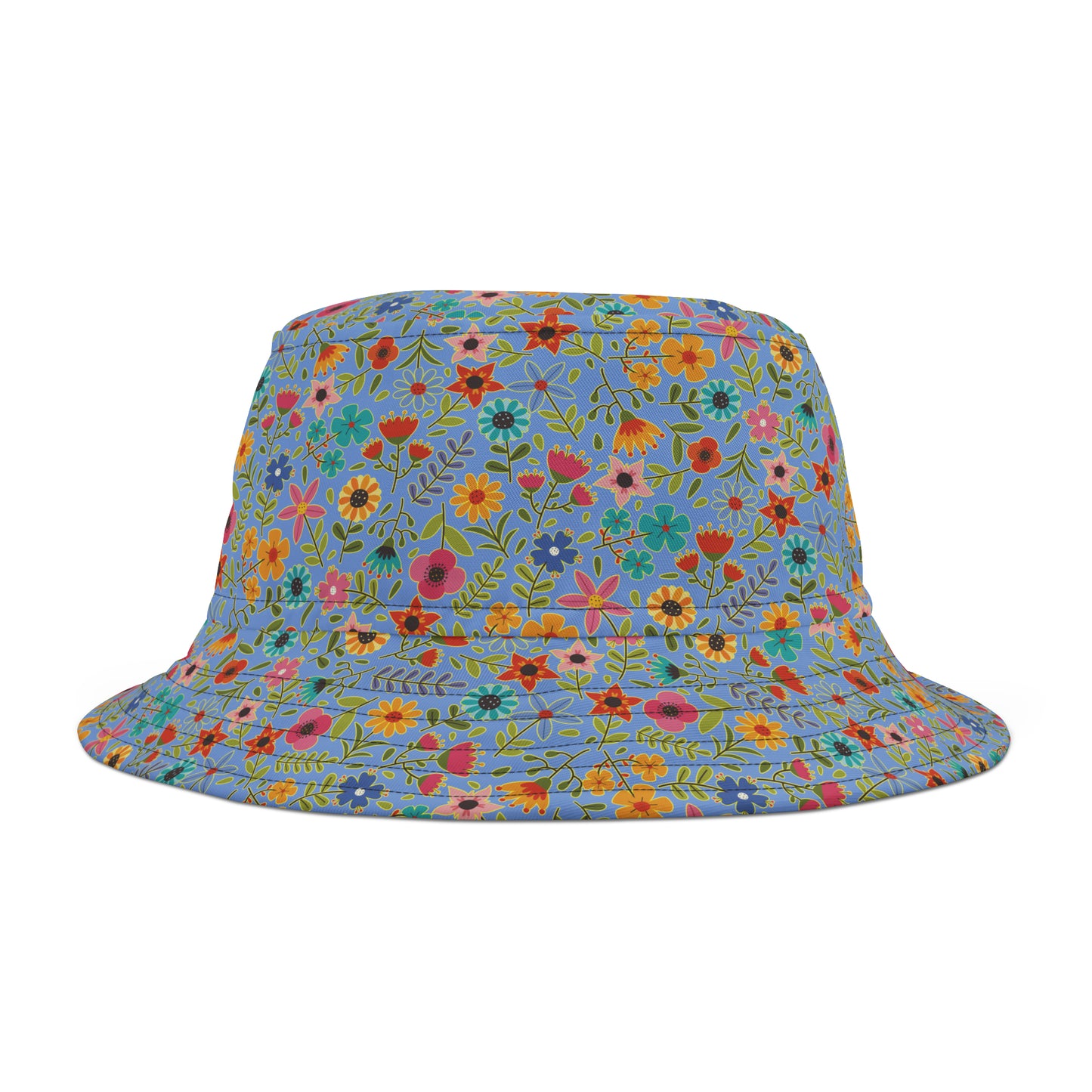 Playful Spring Flowers - Fennel Flower 74a6ff - Bucket Hat (AOP)