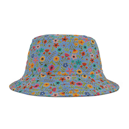 Playful Spring Flowers - Fennel Flower 74a6ff - Bucket Hat (AOP)