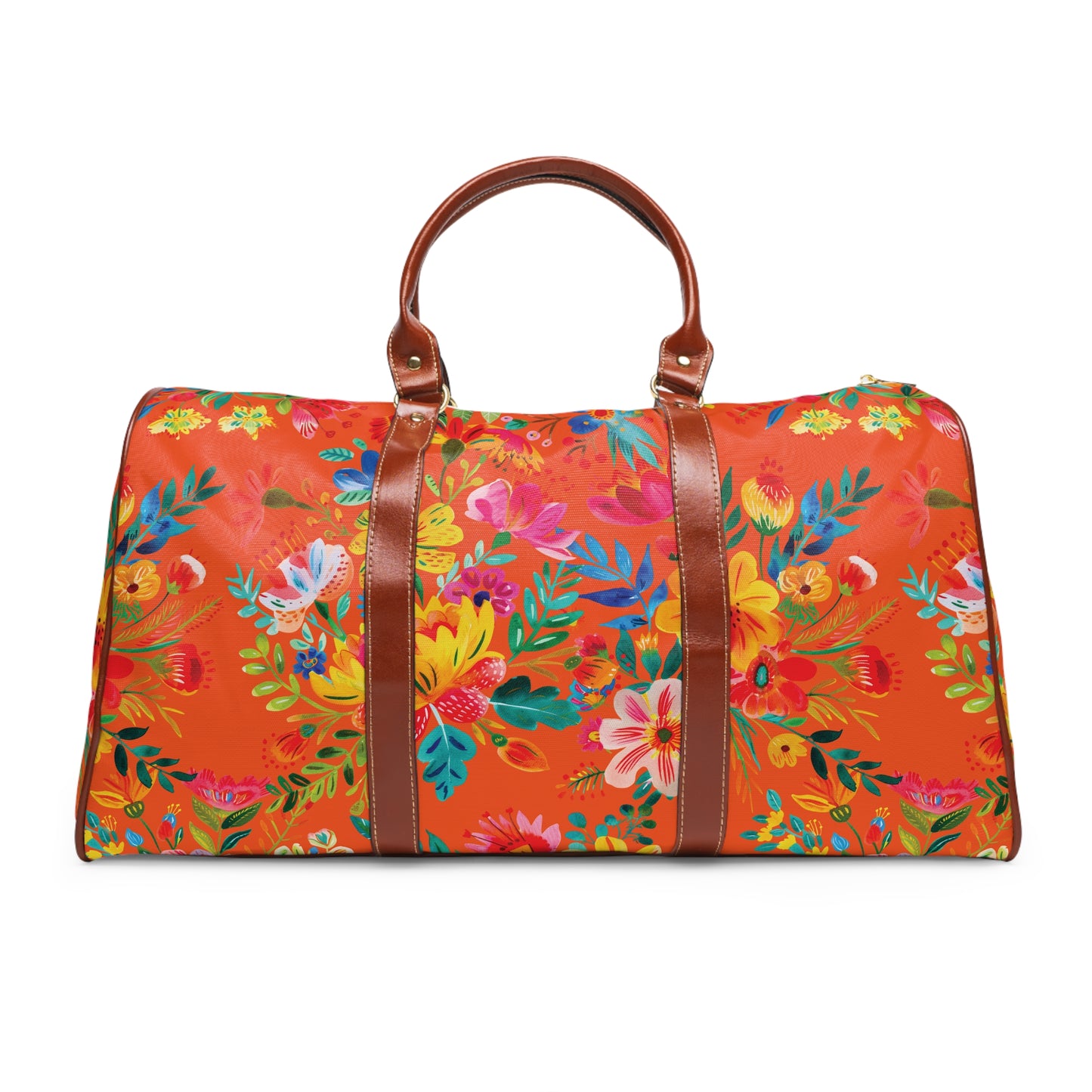 Bright Bold Watercolor Flowers - Orange FE5000 - Waterproof Travel Bag