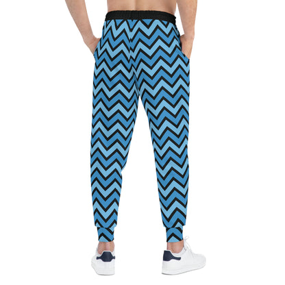 Blue Zig Zags on Black - Athletic Joggers