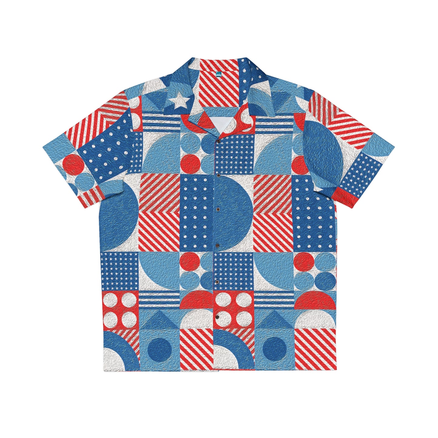 Red White and Blue Bold Pattern - Oil Paint Texture - BIG - Men's Hawaiian Shirt