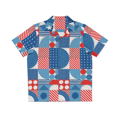 Red White and Blue Bold Pattern - Oil Paint Texture - BIG - Men's Hawaiian Shirt