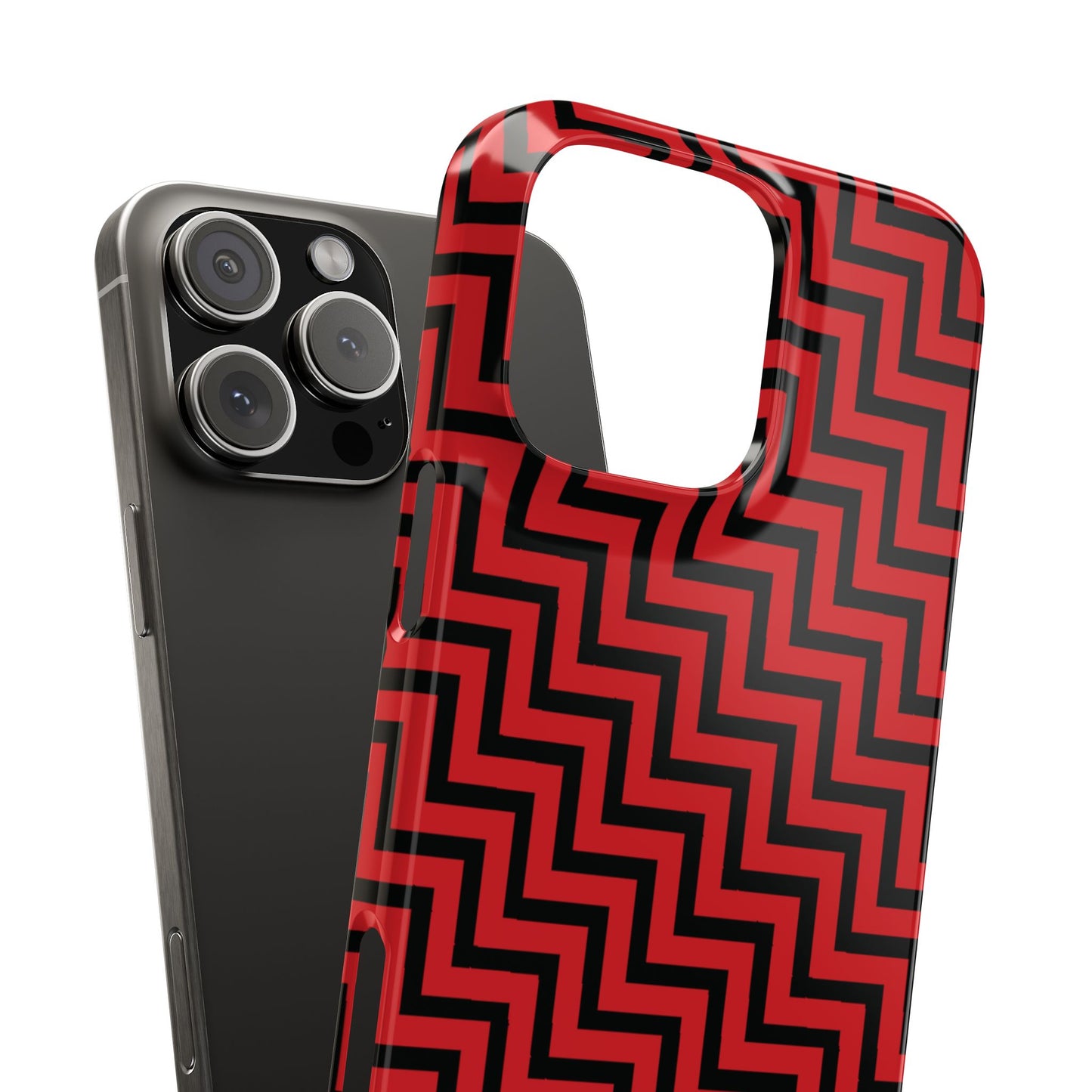 Zigs and Zags - Black - Scarlet - Slim Phone Cases