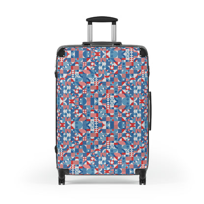 Red White and Blue Bold Pattern - Oil Paint Texture - Suitcase