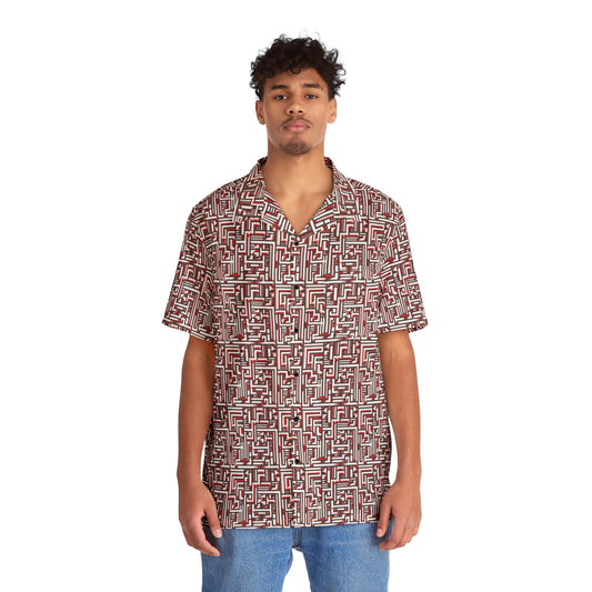 Futuristic Pattern - Red - Men's Hawaiian Shirt