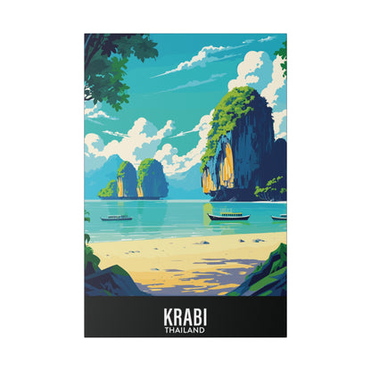 Krabi - Thailand - Black 000000 - Matte Canvas, Stretched, 0.75"