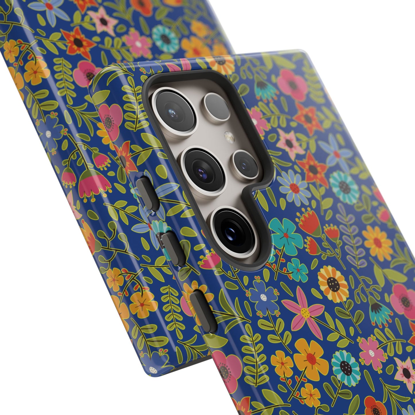 Playful Spring flowers - blue - Tough Cases