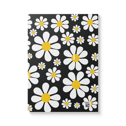 Ducks in Daisies - Black 000000 - Softcover Journal