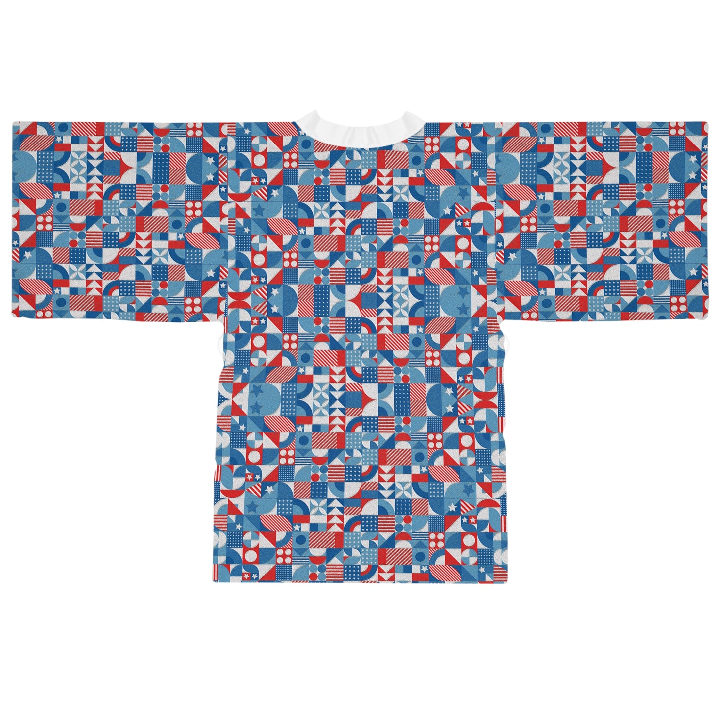 Red White and Blue Bold Pattern - Oil Paint Texture - Long Sleeve Kimono Robe (AOP)