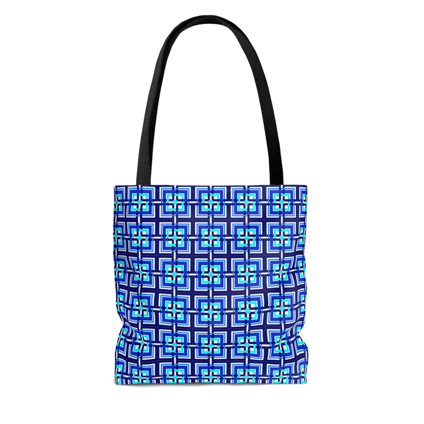 Small Intersecting Squares - Blue - White ffffff - Tote Bag