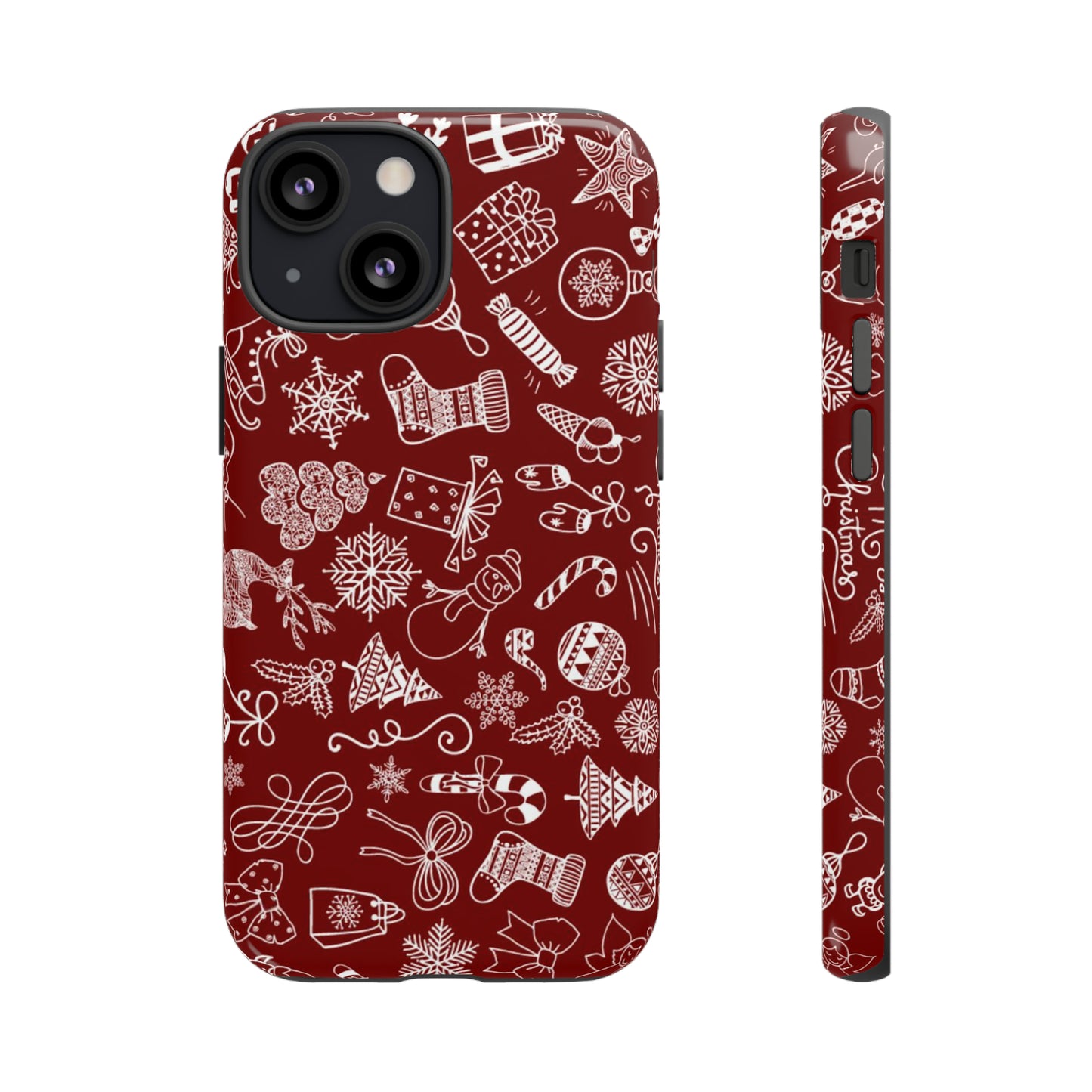 Christmas doodles on red - Tough Cases