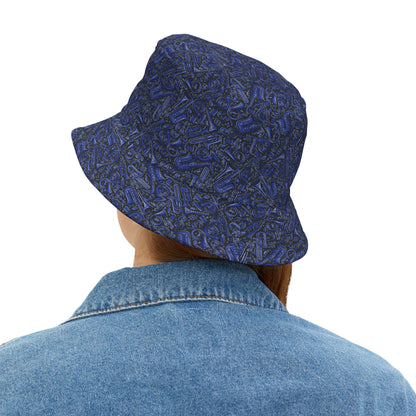 Band Camp - Blue - Black 000000 - Bucket Hat (AOP)