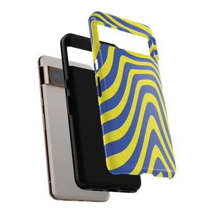 Retro wavy - yellow and blue - Tough Cases