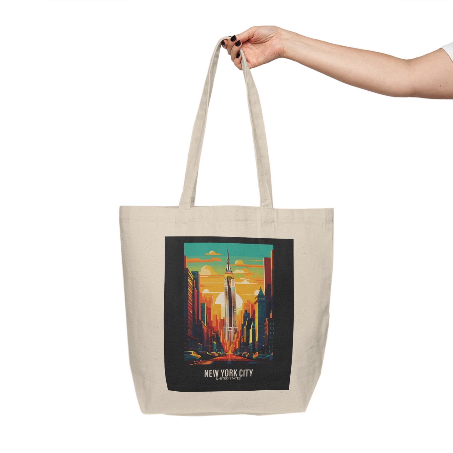 New York City - United States - Black 000000 - Canvas Shopping Tote