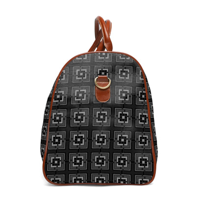 Intersecting Squares - Gray - Black 000000 - Waterproof Travel Bag