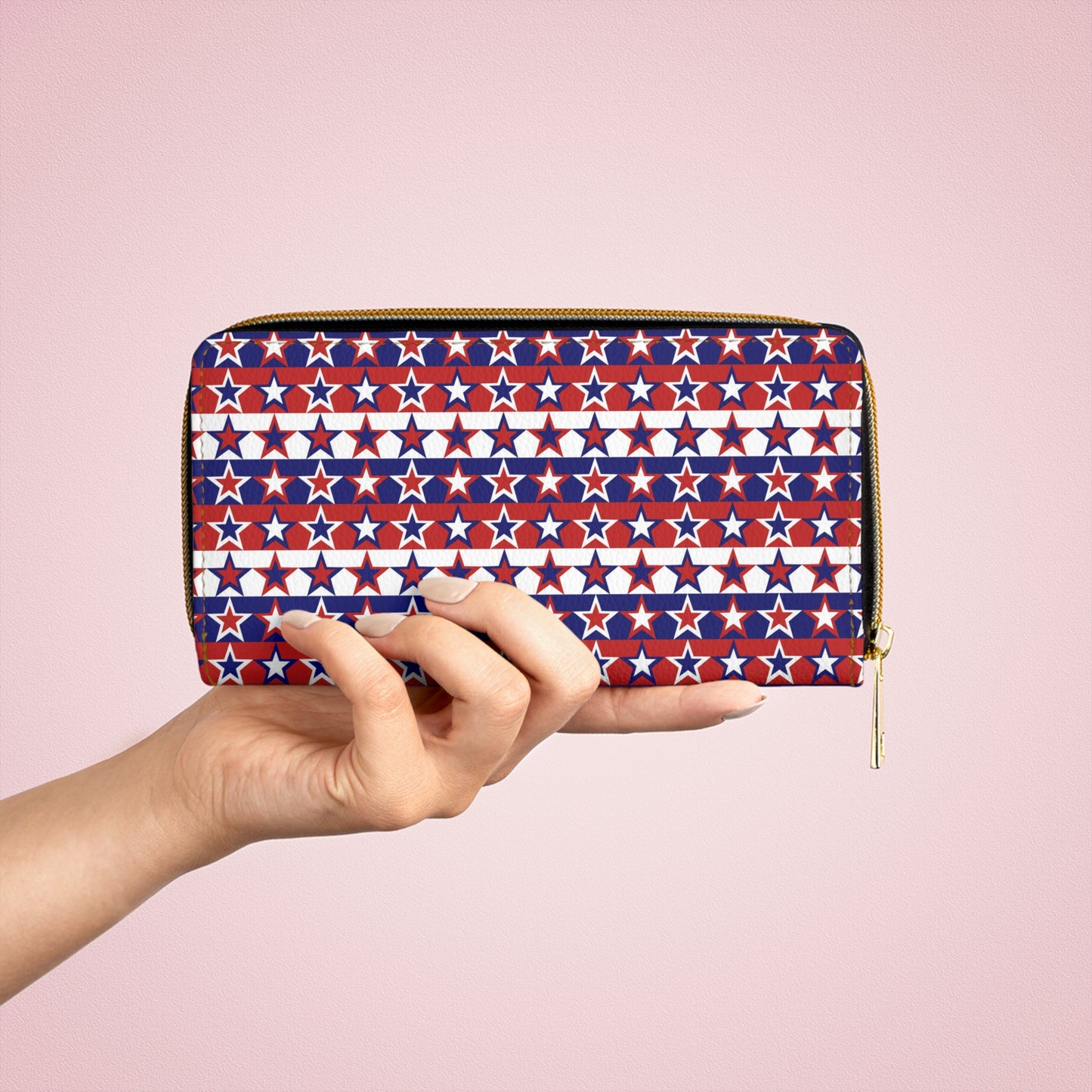 Red White and Blue Stars - Stripes - Zipper Wallet