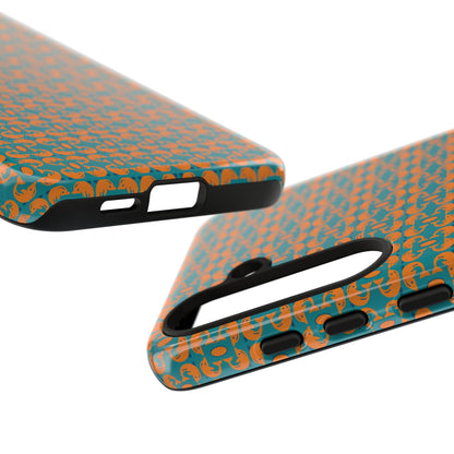 Playful dolphins - Orange - Aqua 008E97 - Tough Cases