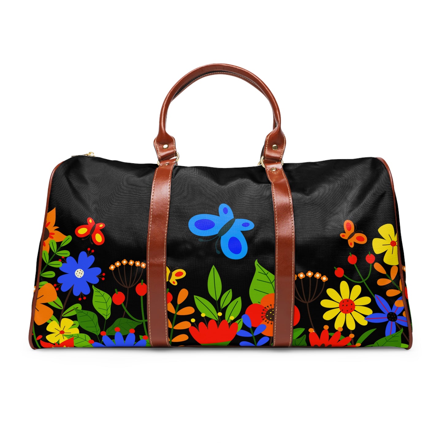 Bright Summer flowers - Black 000000 - Waterproof Travel Bag