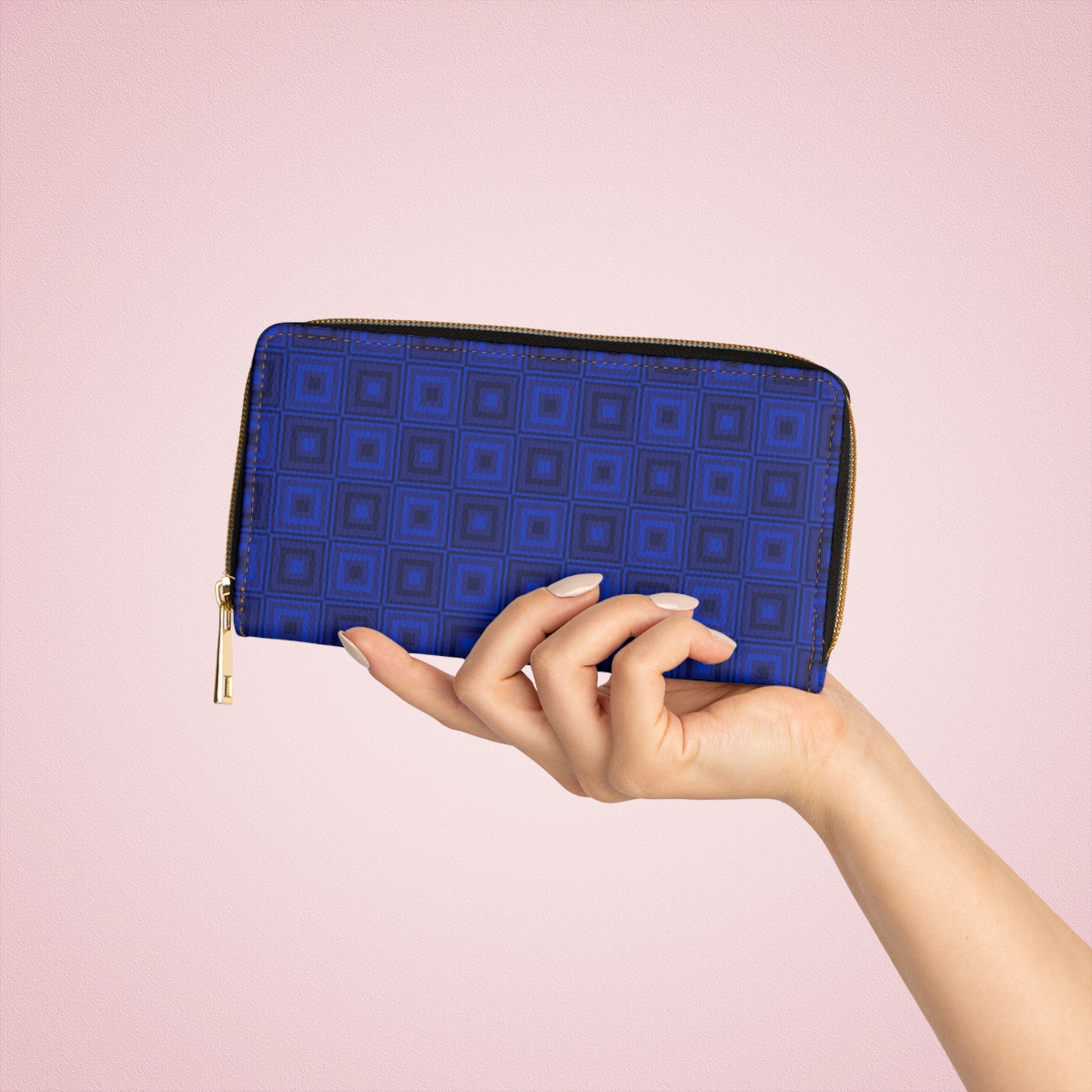 Blue Squares - Zipper Wallet