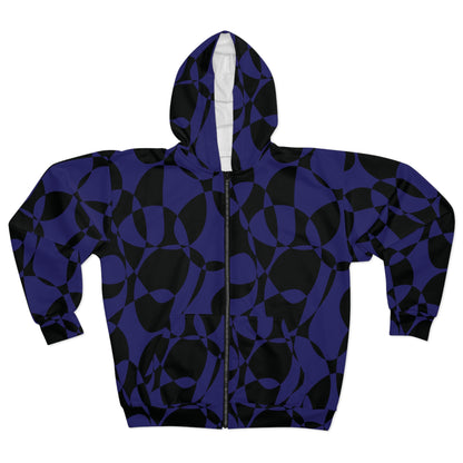 Sapphire Swirl - Black - Unisex Zip Hoodie