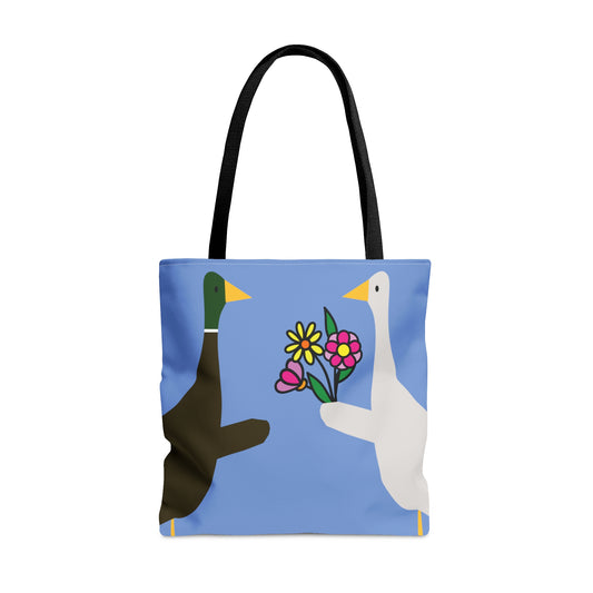 Ducks sharing flowers - Fennel Flower 74a6ff - Tote Bag