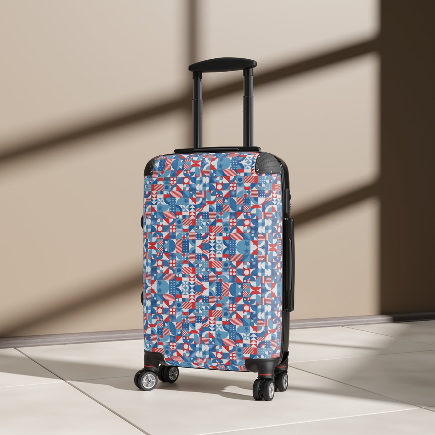 Red White and Blue Bold Pattern - Oil Paint Texture - Suitcase